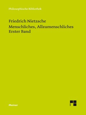 cover image of Menschliches, Allzumenschliches. Erster Band